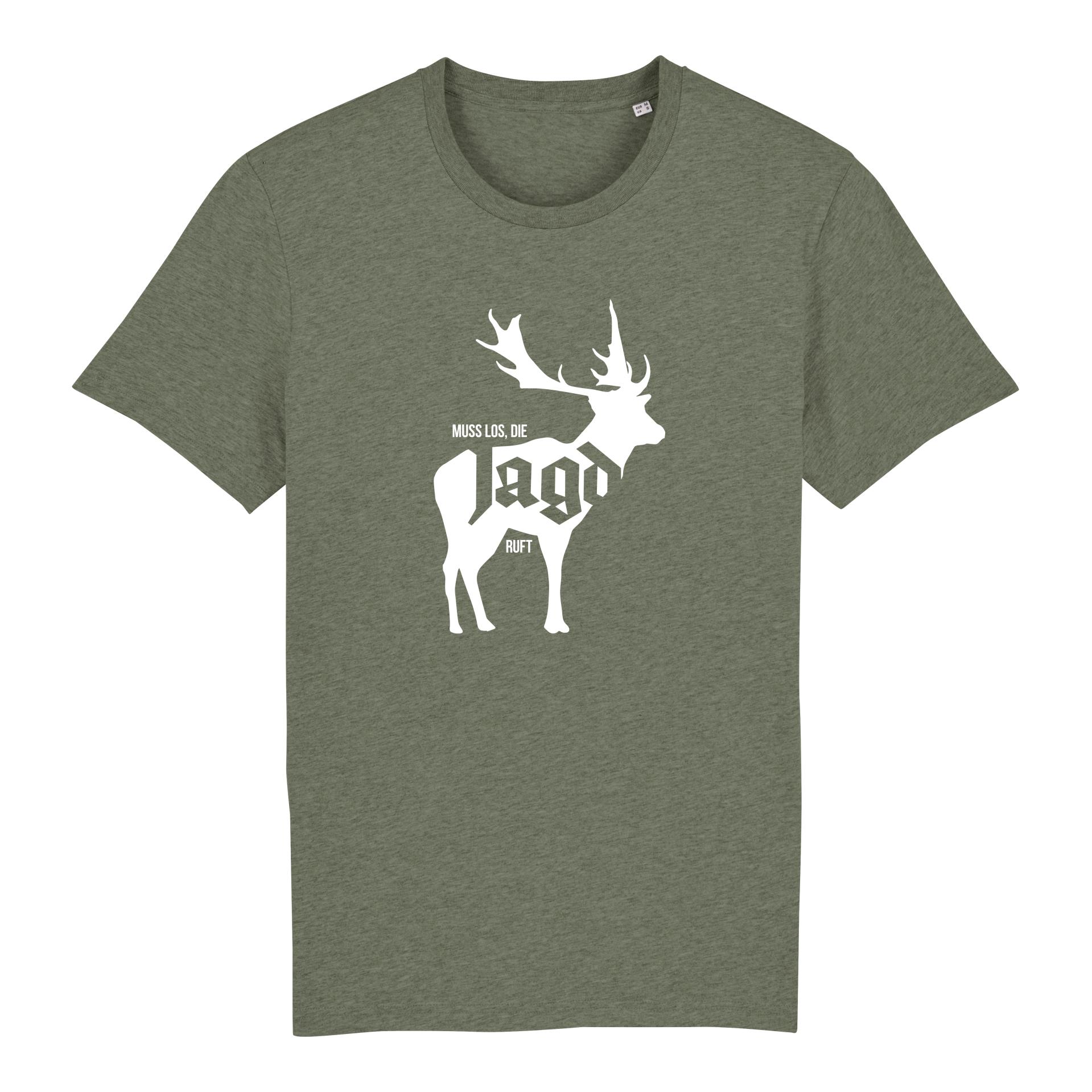 Image of Hauptner Jagd T-Shirt Die Jagd Ruft - Damwild - Mid Heather Khaki - bei Hauptner Jagd