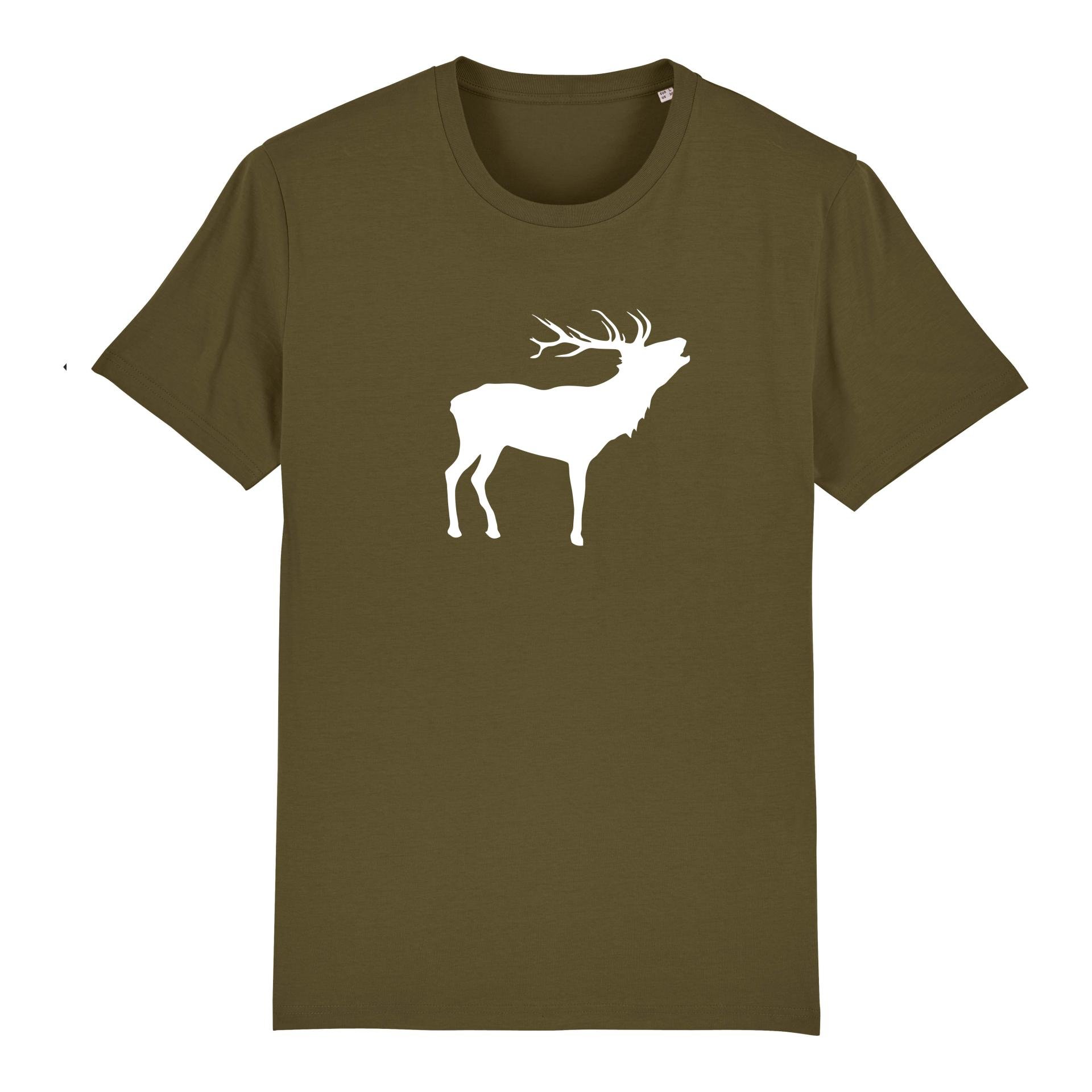 Image of Hauptner Jagd T-Shirt Wildmotiv - Hirsch - British Khaki - bei Hauptner Jagd