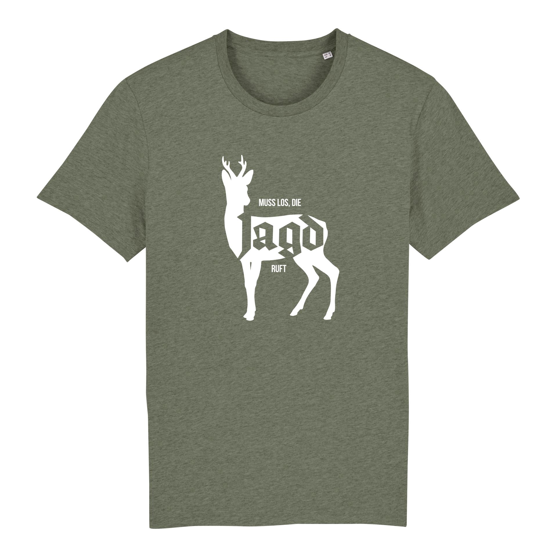 Image of Hauptner Jagd T-Shirt Die Jagd Ruft - Reh - Mid Heather Khaki - bei Hauptner Jagd