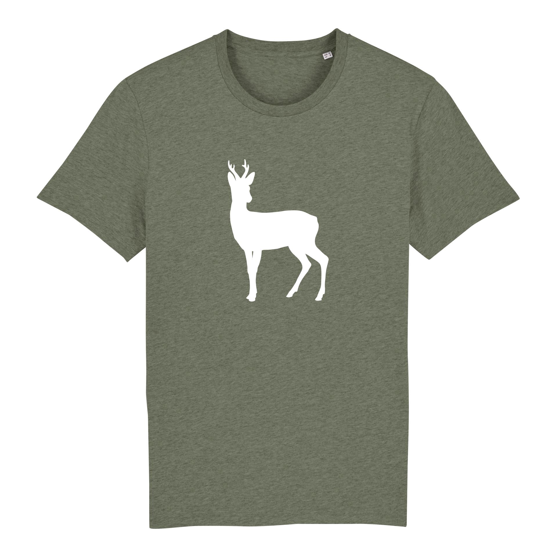 Image of Hauptner Jagd T-Shirt Wildmotiv - Reh - Mid Heather Khaki - bei Hauptner Jagd