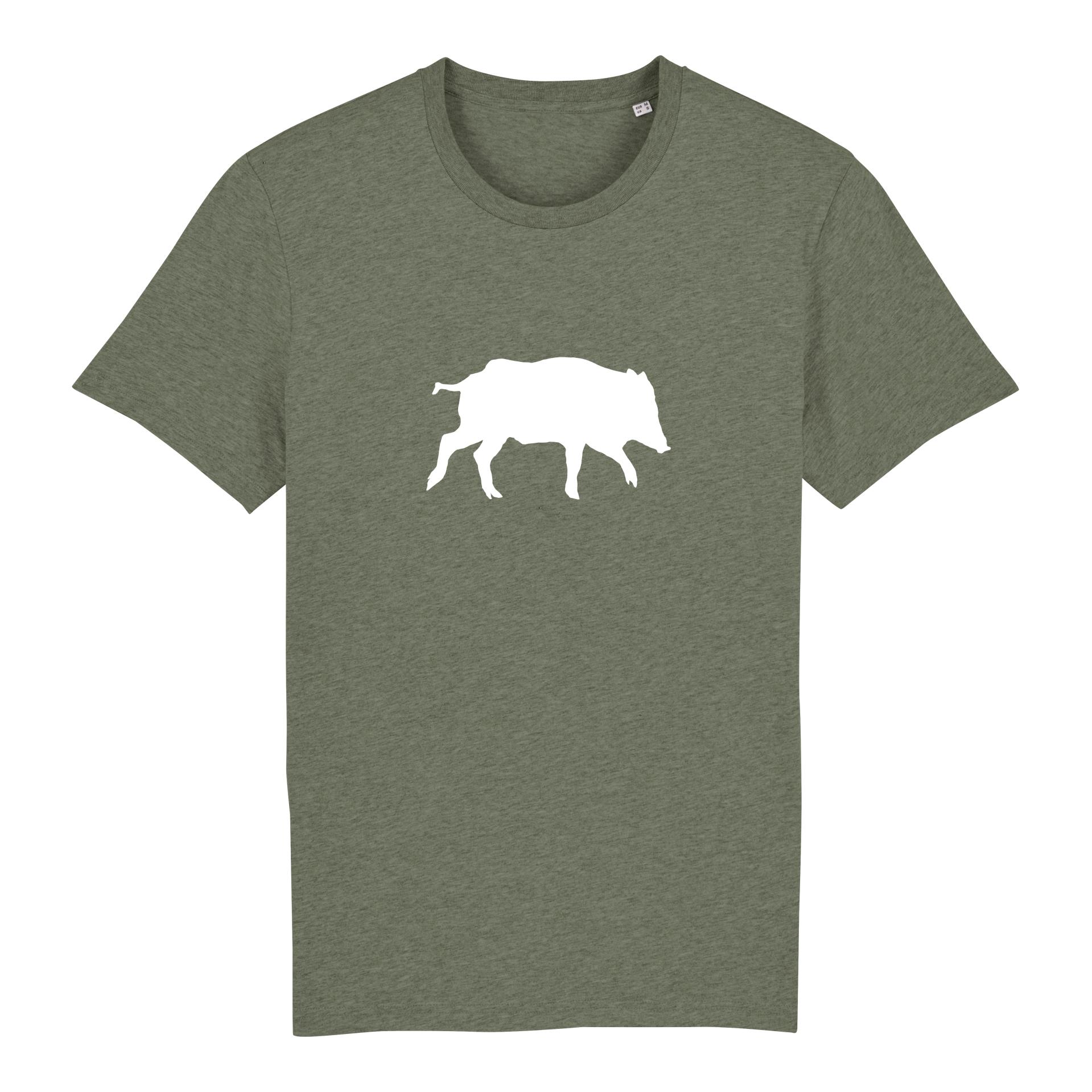 Image of Hauptner Jagd T-Shirt Wildmotiv - Wildschwein - Mid Heather Khaki - bei Hauptner Jagd