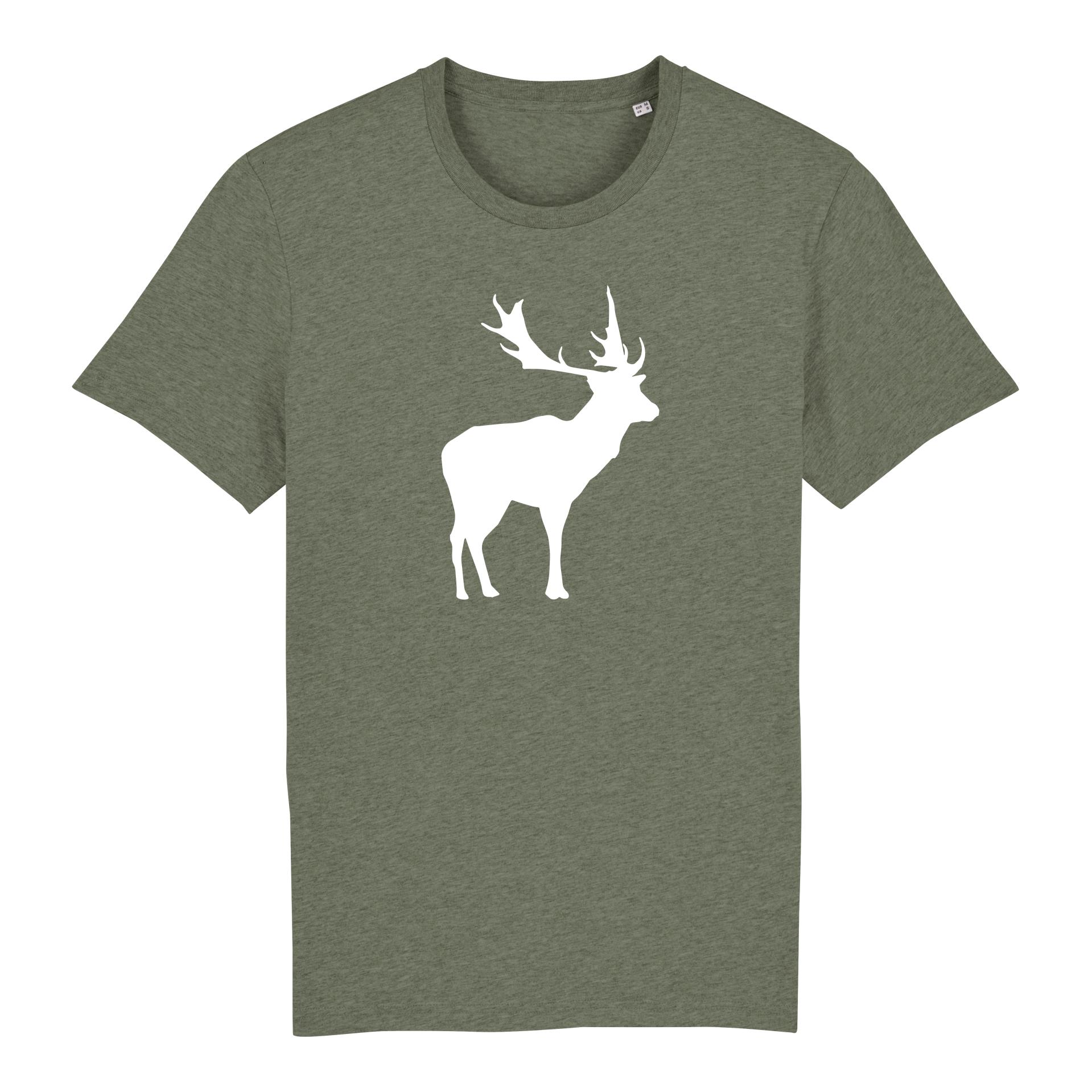 Image of Hauptner Jagd T-Shirt Wildmotiv - Damwild - Mid Heather Khaki - bei Hauptner Jagd