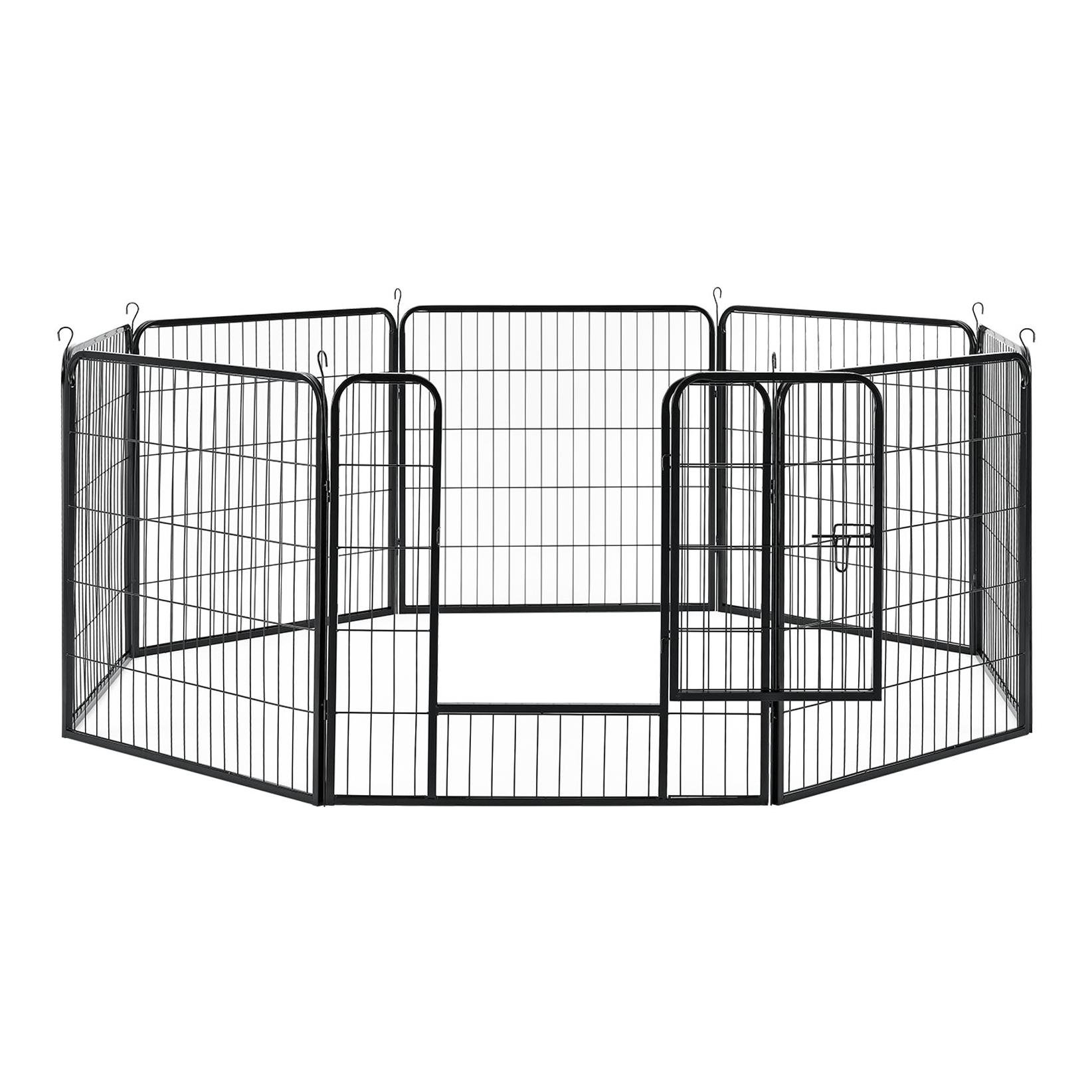 Image of Hauptner Welpenauslauf aus Metall 80 cm mit doppelt verriegelbarer Tür - 8-teilig - Schwarz - bei Hauptner Jagd