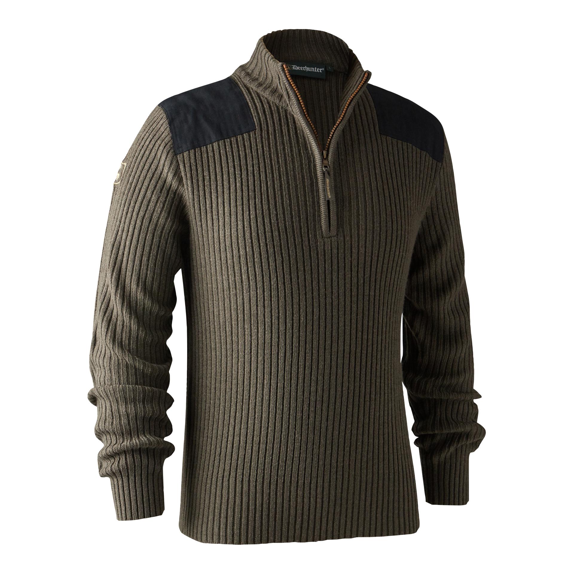 Image of Deerhunter Rogaland Pullover mit Zip-Neck - Brown Leaf Melange bei Hauptner Jagd