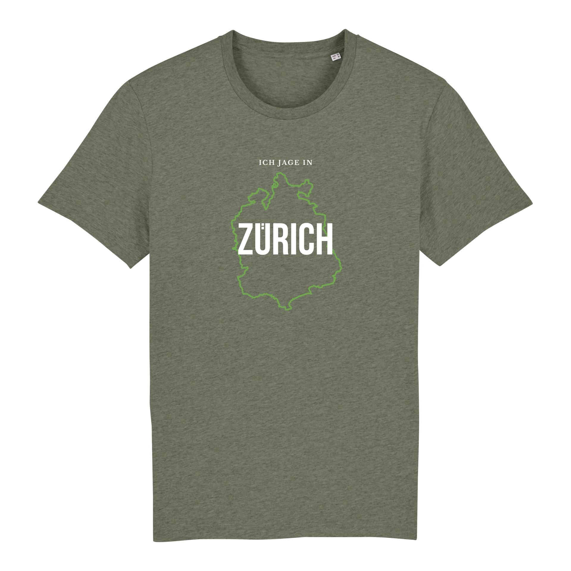 Image of Hauptner Jagd T-Shirt Ich jage in Zürich - Mid Heather Khaki - bei Hauptner Jagd