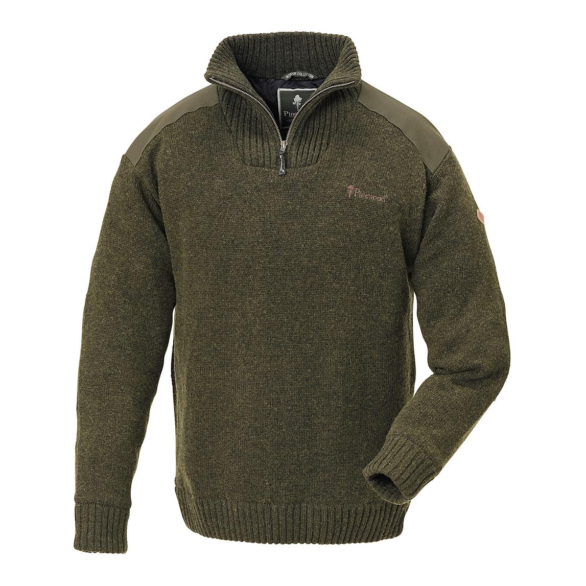 Image of Pinewood Hurricane Strickpullover - dunkelgrün mélange bei Hauptner Jagd