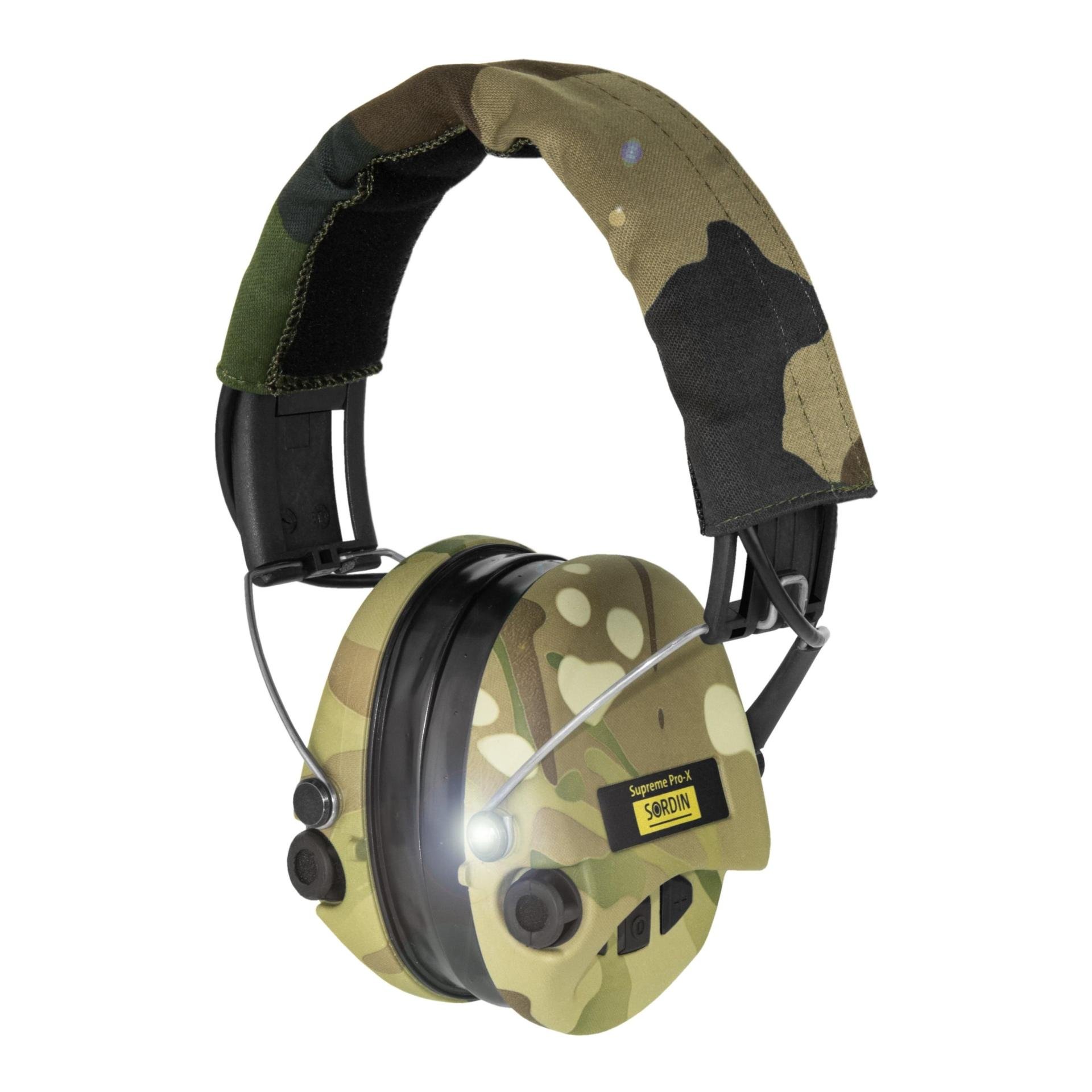 Image of Sordin Supreme Pro X LED mit Camo-Band und Gelkissen - Camo Cups - Olive - bei Hauptner Jagd