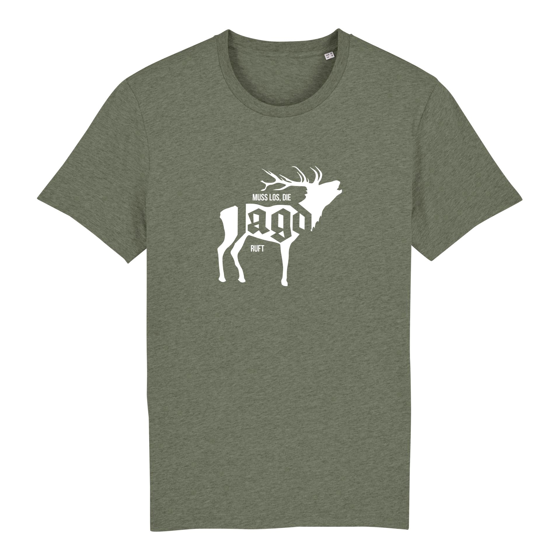 Image of Hauptner Jagd T-Shirt Die Jagd Ruft - Hirsch - Mid Heather Khaki - bei Hauptner Jagd