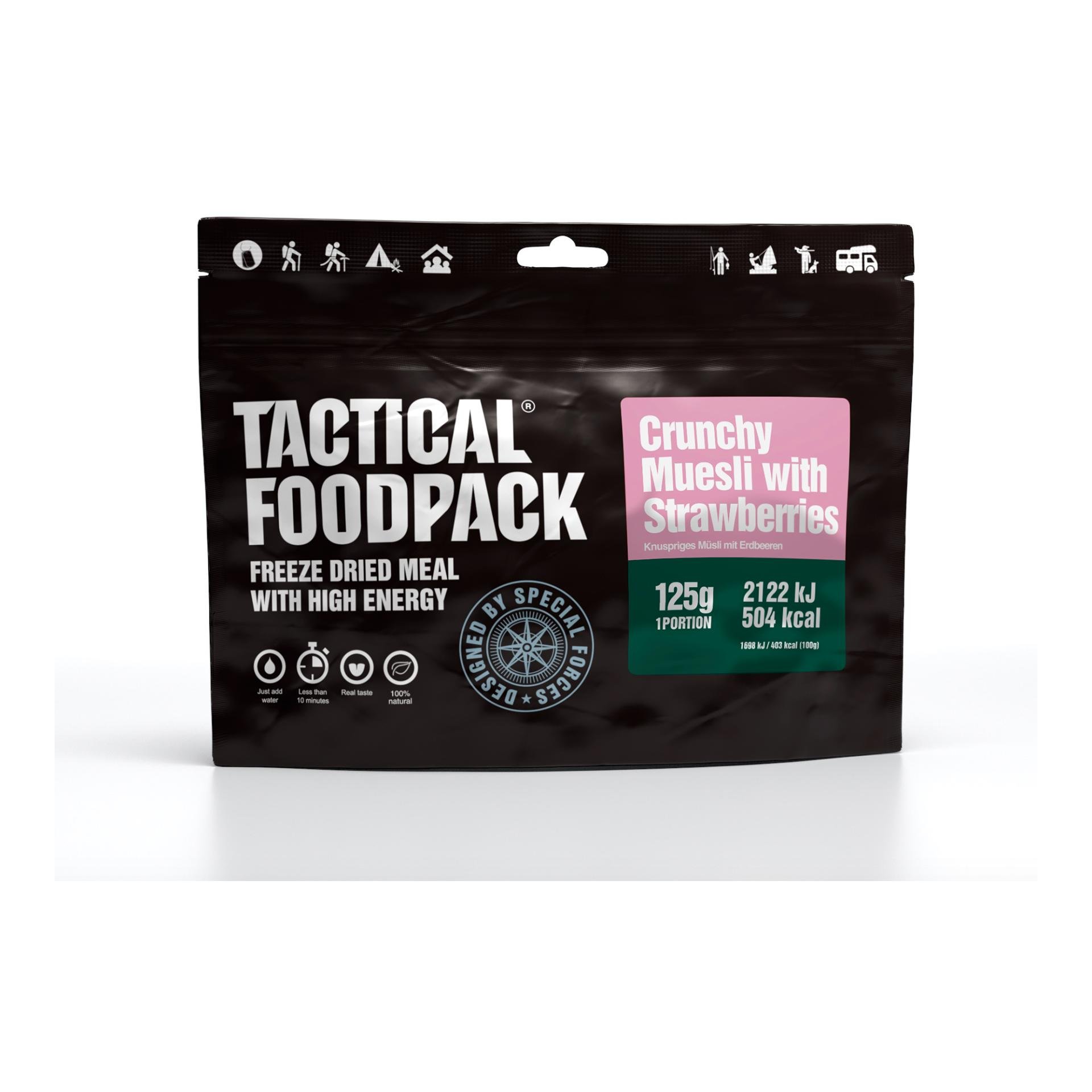 Image of Tactical Foodpack Crunchy Muesli with Strawberries - Schwarz - bei Hauptner Jagd