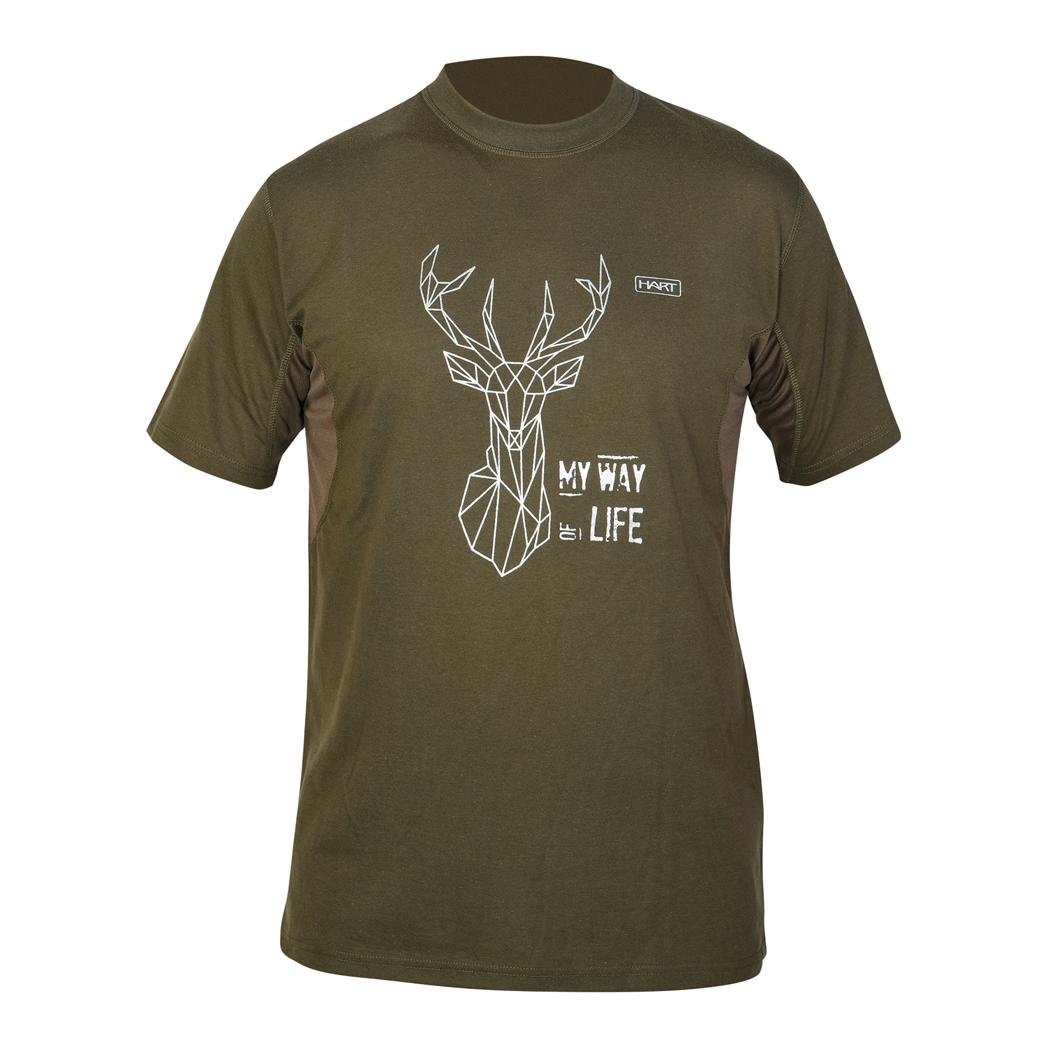 Image of Hart T-Shirt mit Hirschmotiv - olive bei Hauptner Jagd