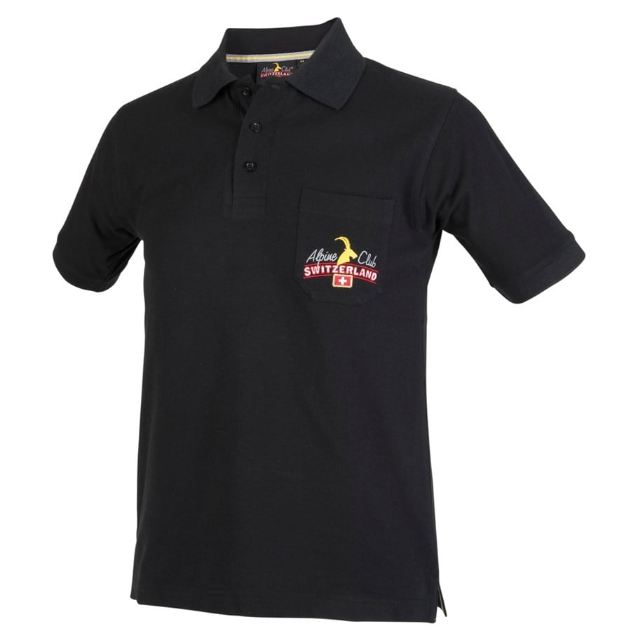 Image of Alpine Club Poloshirt mit Brusttasche - schwarz